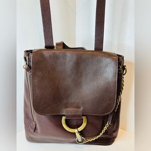 La Dolfina Polo Lifestyle Genuine Brown Leather Backpack Shoulder Bag Purse